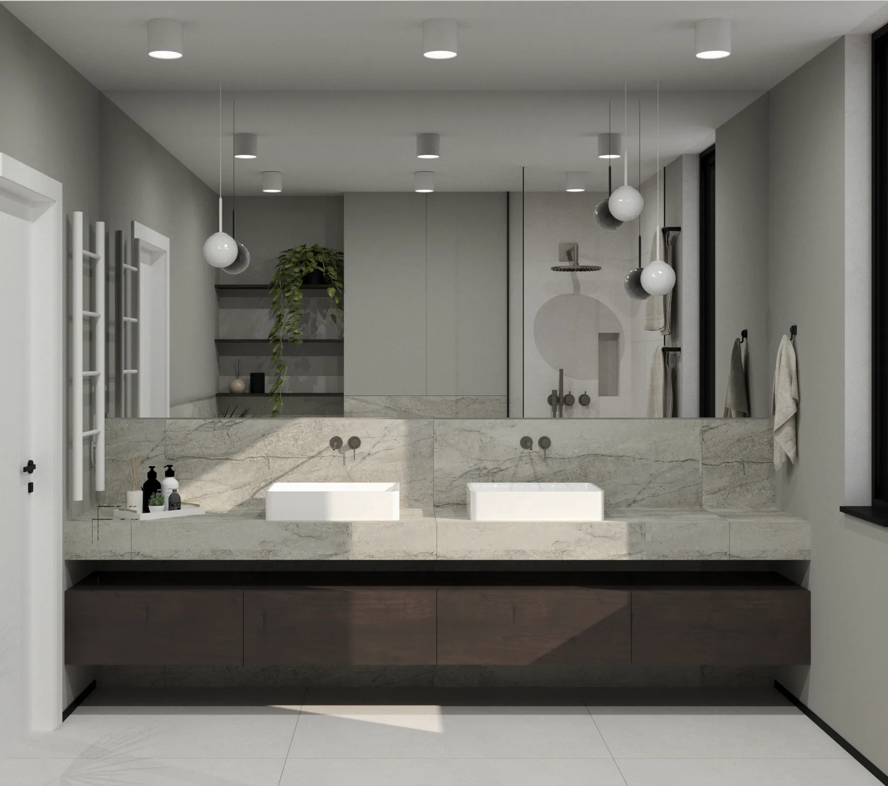 Projekt wnętrza domu pod Wrocławiem — elegancka łazienka