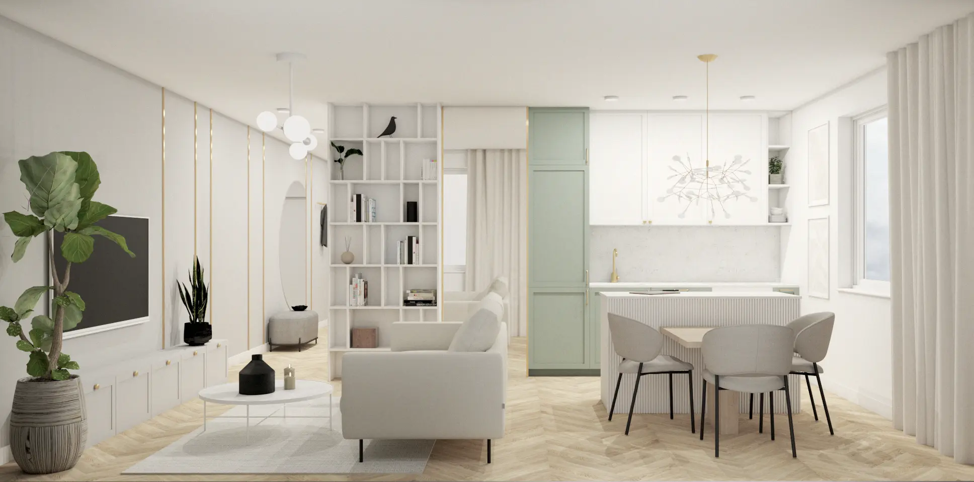 Projekt wnętrza - Mieszkanie 54m², Wrocław