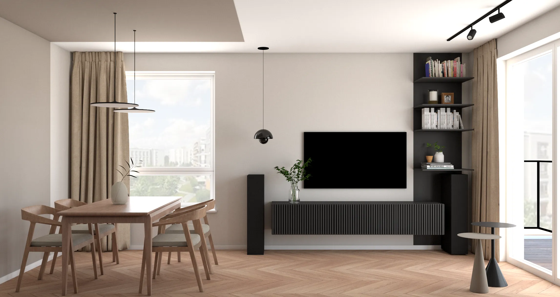 Projekt wnętrza mieszkania w Warszawie — nowoczesny salon