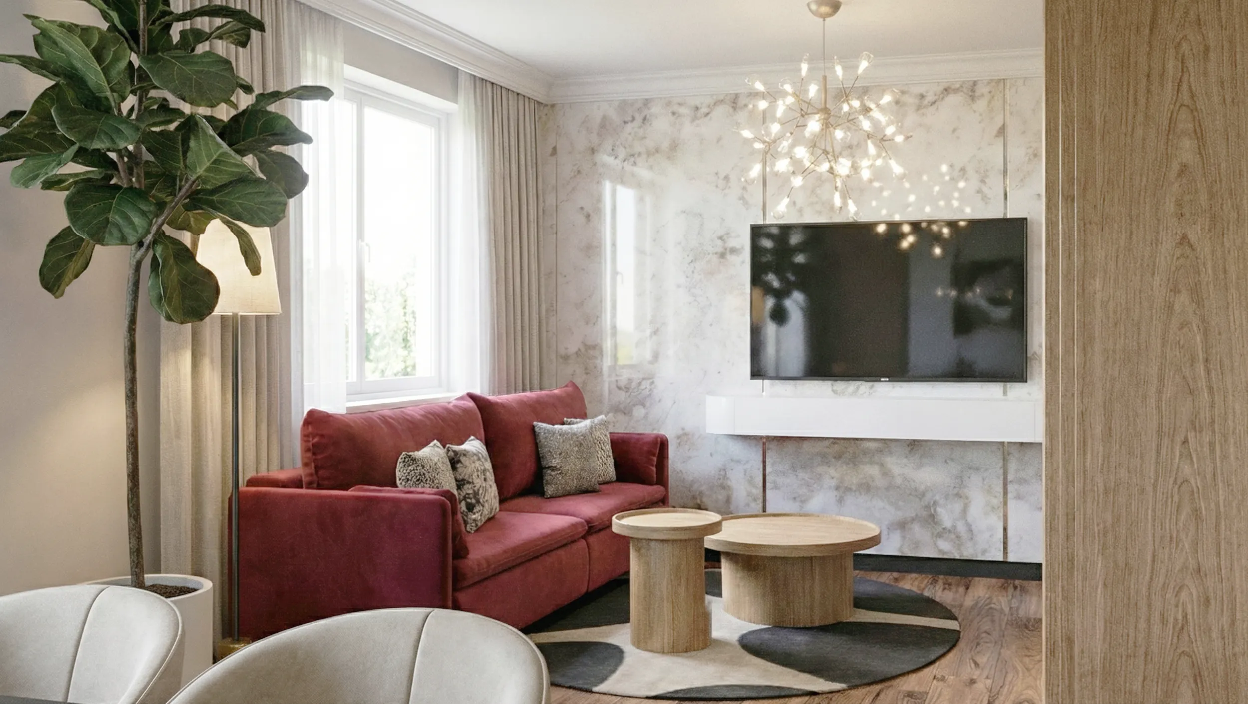 Projekt wnętrza mieszkania - salon zaprojektowany przez Heno Studio