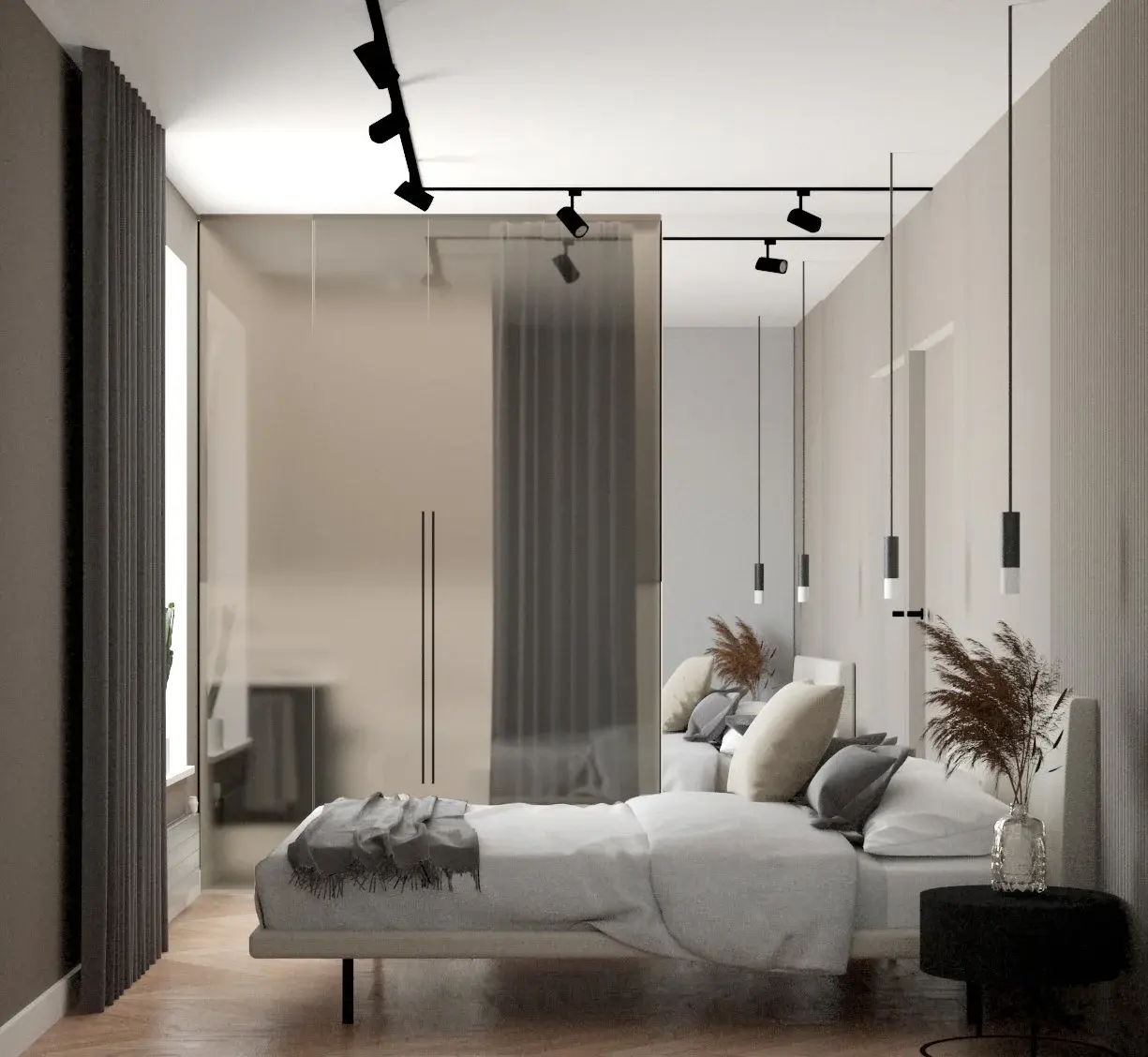 Wizualizacja 3D sypialni — projekt Heno Studio